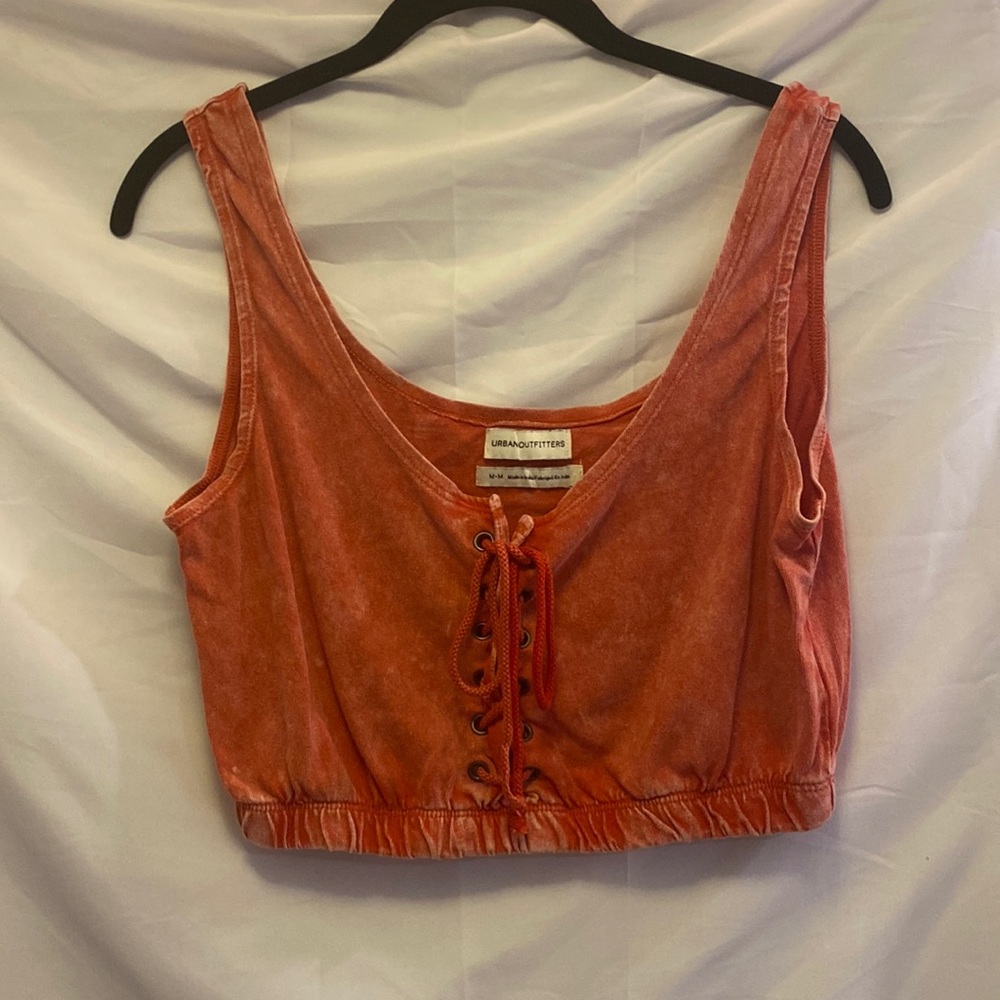 Urban Outfitters red crop top tie up front